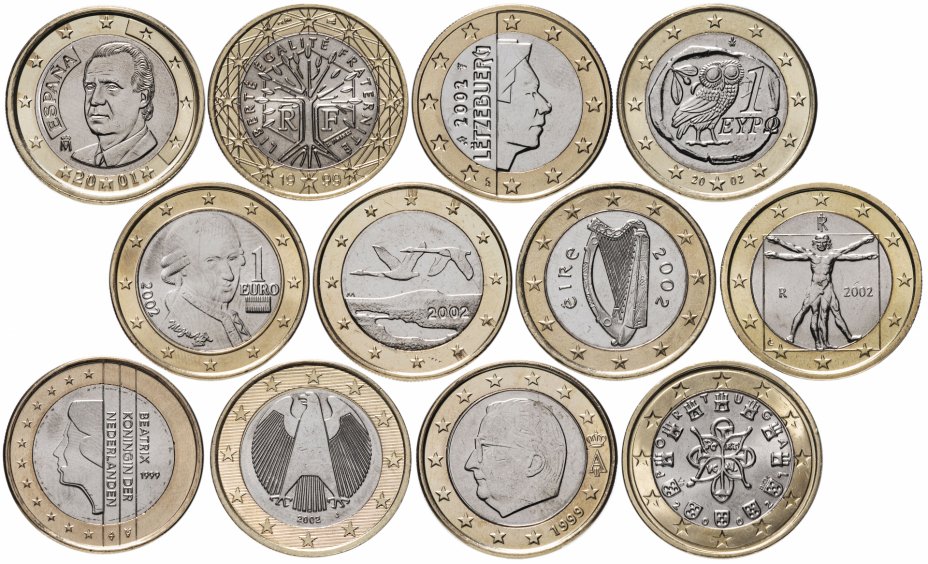 купить Набор монет евро 1999-2002 (12 штук)