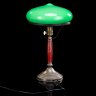 Купить Лампа настольная, с абажуром зеленого цвета, металл, стекло (двухслойное), СССР, 1950-1960 гг.