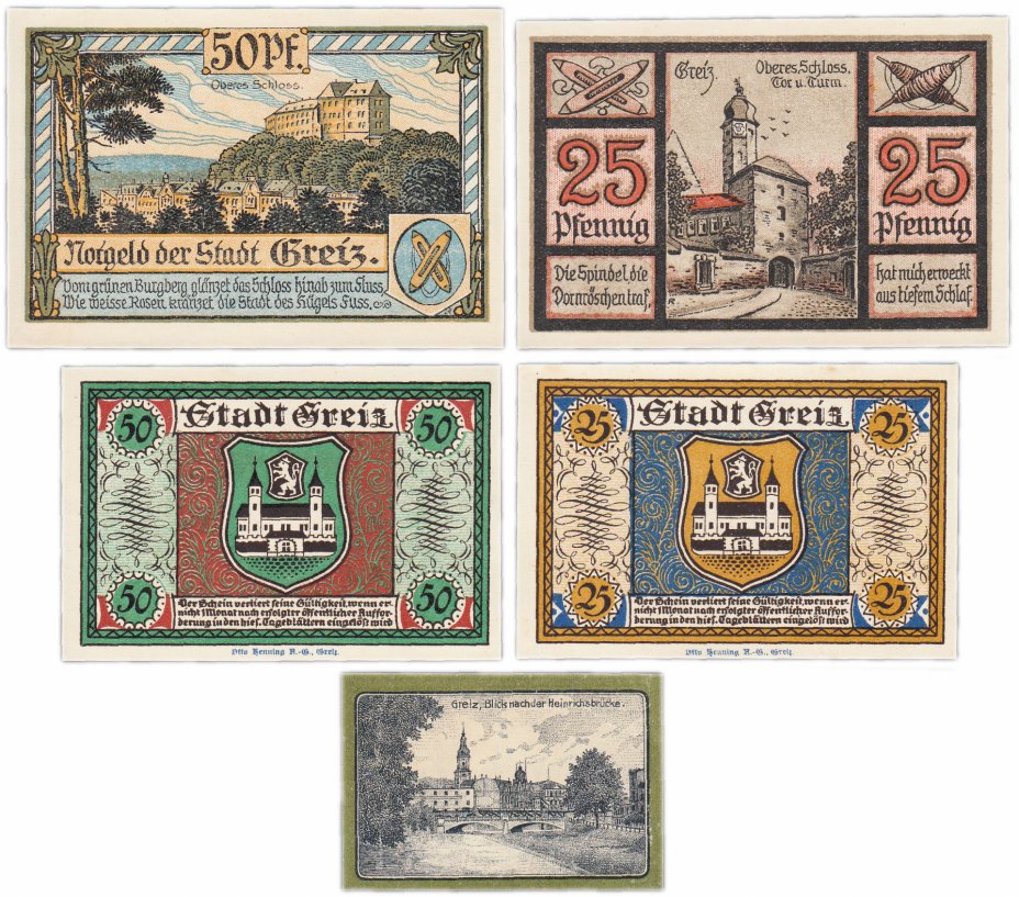 купить Германия (Тюрингия: Грайц) набор из 5 нотгельдов 1921 (471.1а)