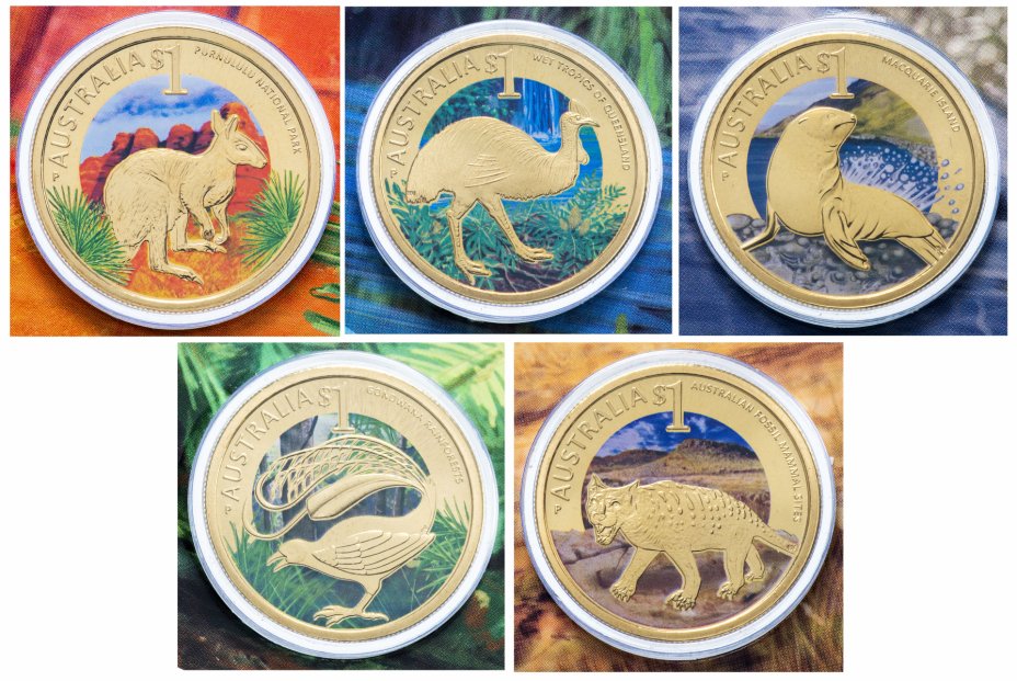 купить Австралия 2011 года набор из 5ти монет "Национальные парки" в буклете