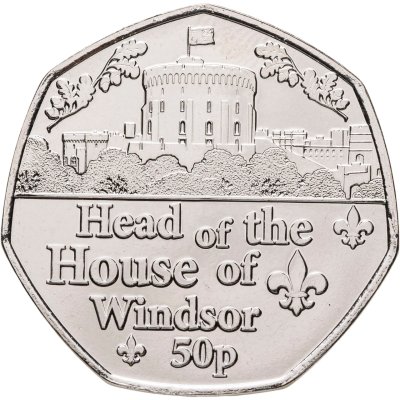 купить Гернси 50 пенсов 2022 "Титулы Королевы - Глава Дома Виндзоров"
