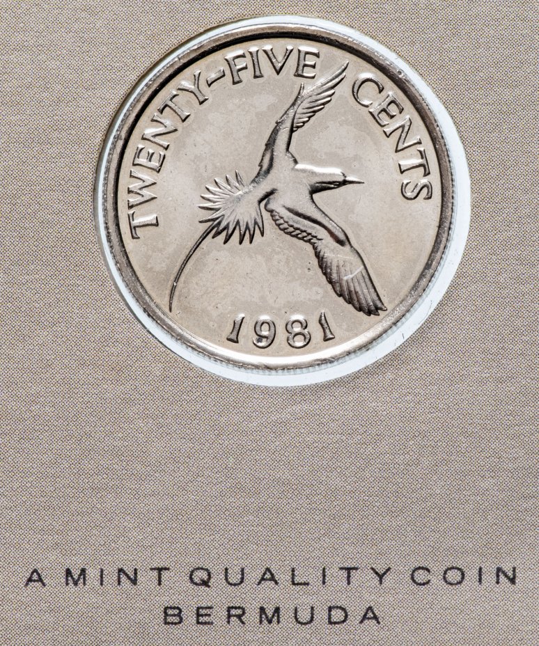 купить Серия "Птицы на монетах мира" - Бермуды 25 центов (cents) 1981 (в буклете)