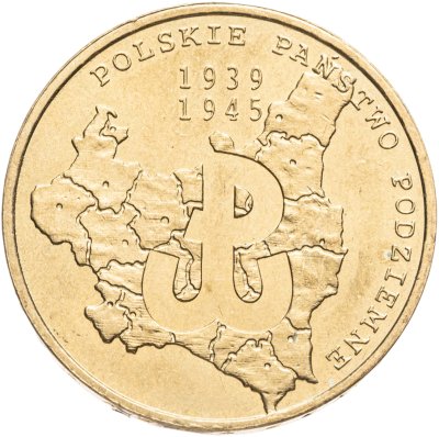 купить Польша 2 злотых (zlote) 2009 70 лет польскому подпольному движению