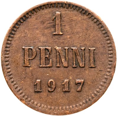 купить 1 пенни (penni) 1917, монета для Финляндии