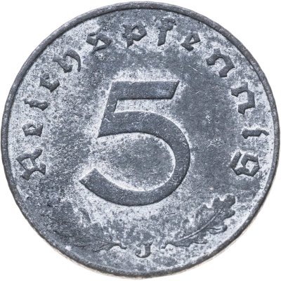 купить Германия (Третий рейх) 5 рейхспфеннигов (reichspfennig) 1941, знак монетного двора: "J" - Гамбург