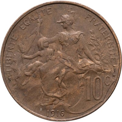 купить Франция 10 сантимов (centimes) 1916