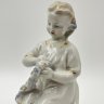 Купить Статуэтка "Девочка с венком", скульптор Т. Н. Сапожникова, фарфор, роспись, золочение, Турыгинский фарфоровый завод артели «Художественная керамика» (Гжель), СССР, 1950-1960 гг.