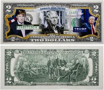 купить США 2 доллара 2013 года Дональд Трамп цветная