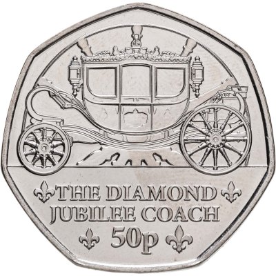 купить Гернси 50 пенсов 2024 «Королевская конюшня - Карета в честь бриллиантового юбилея»