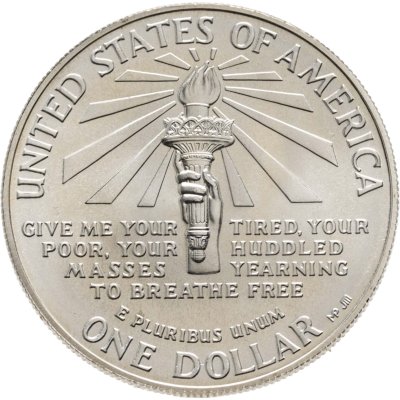 купить США 1 доллар (dollar) 1986 UNC Statue of Liberty (100 лет Статуе Свободы - Остров Эллис) знак монетного двора "P"