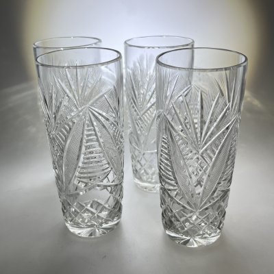 купить Набор для прохладительных напитков из 4 стаканов, хрусталь, алмазная грань, СССР, 1970-1990 гг.