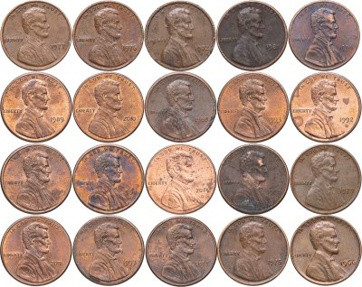 купить Набор из 20 монет - США 1 цент 1966-2014