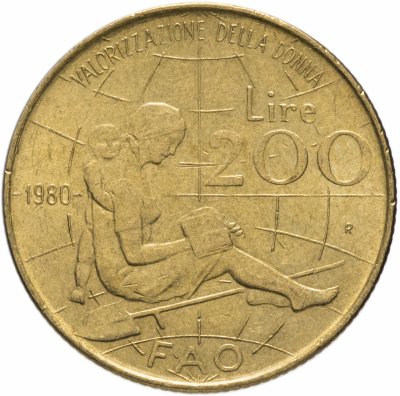 купить Италия 200 лир 1980 "ФАО - Международный женский год"