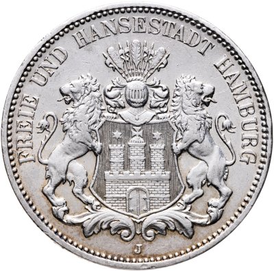 купить Германская империя, Гамбург 3 марки (mark) 1908 J