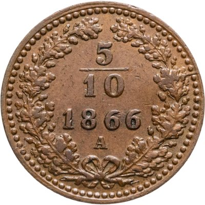 купить Австрия 5/10 крейцера (kreuzer) 1866