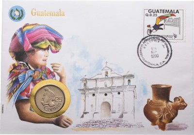 купить Гватемала 25 сентаво (centavos) 1988 в конверте с маркой