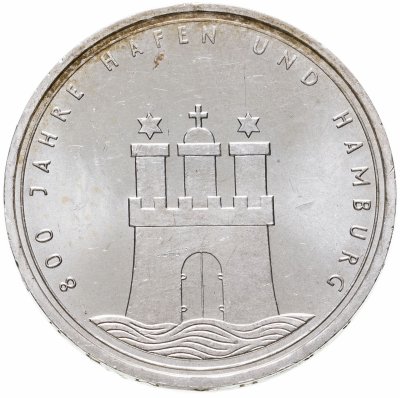купить Германия 10 марок 1989 800 лет Гамбургскому порту