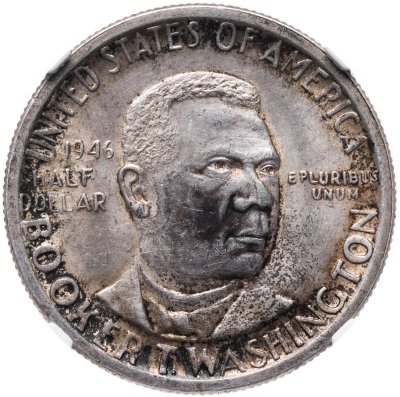 купить США 50 центов (1/2 доллара, half dollar) 1946 "Букер Талиафер Вашингтон" в слабе NGC MS62