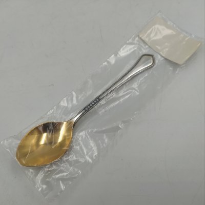купить Ложка кофейная в оригинальном пакете с этикеткой, Таллинский опытный завод научного приборостроения "Дельта", мельхиор (медь-никель), золочение, СССР, 1979 г.