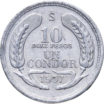 купить Чили 10 песо (pesos) 1957