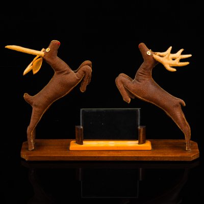 купить Рамка для фотографии "Олени", ручная работа, дерево, ткань, стекло, Западная Европа, 1980-2000 гг.