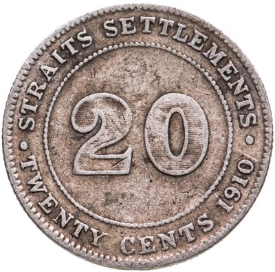 купить Стрейтс Сетлментс 20 центов (cents) 1910