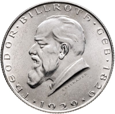 купить Австрия 2 шиллинга (shillings) 1929 "100 лет со дня рождения Теодора Бильрота"