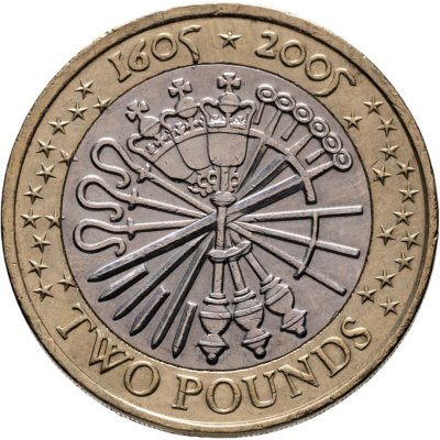 купить Великобритания 2 фунта (pounds) 2005 "400 лет "Пороховому заговору"