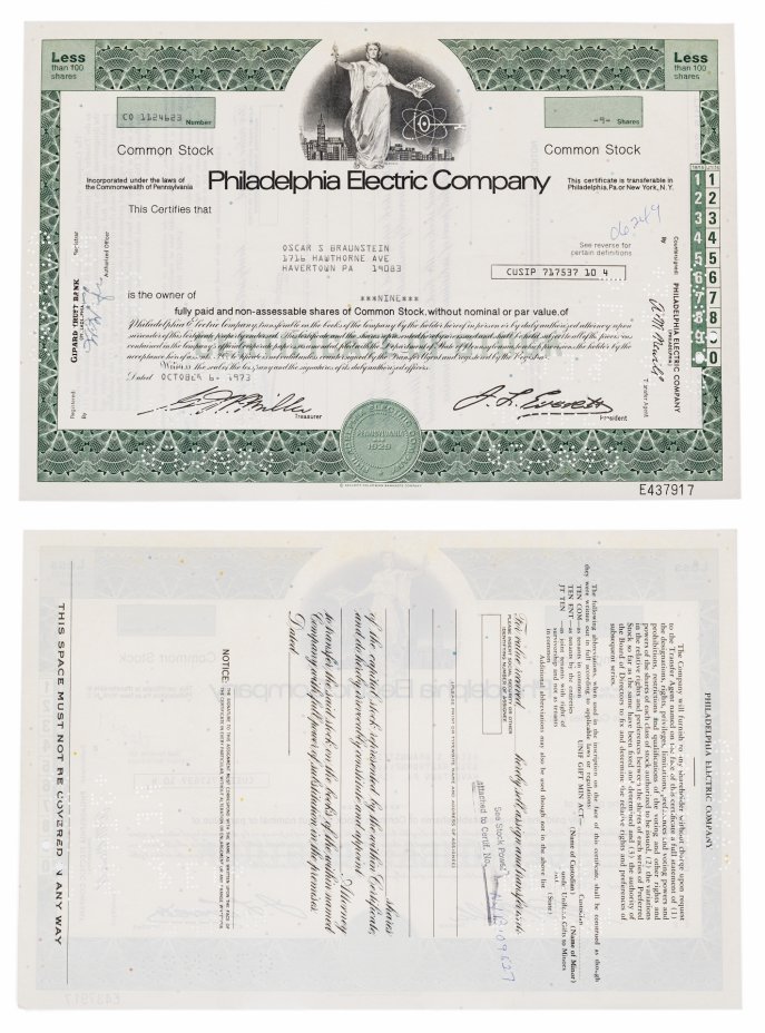 купить Акция США Philadelphia Electric Company 1979