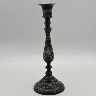 купить Подсвечник на одну свечу с растительным декором, латунь, крашение, гравировка, Индия, 1970-1990 гг.
