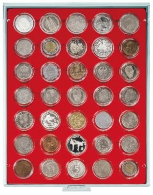 купить Бокс на 35 монет диаметром 30 мм в капсулах (Lindner, Германия)