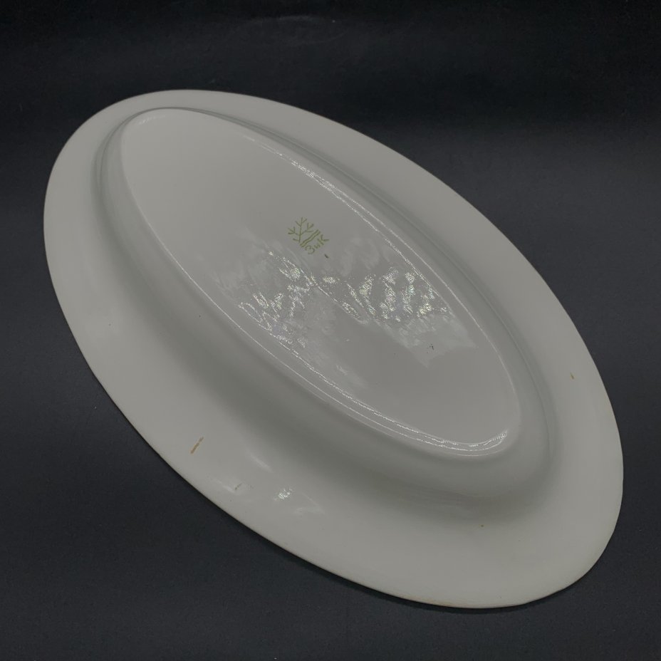 Блюдо (селедочница) с цветочным декором, фаянс, Конаковский фаянсовый ...