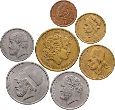 купить Греция набор из 7 монет 1, 2 , 5, 10, 20 100 драхм 1976 - 1992