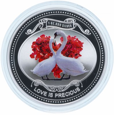 Купить Ниуэ 2 доллара 2010 "Любовь драгоценна. Лебеди" в футляре с сертификатом