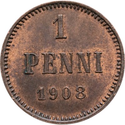 купить 1 пенни (penny) 1908, монета для Финляндии