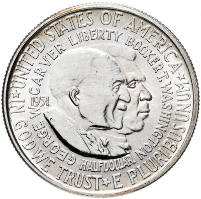 купить США 50 центов (1/2 доллара, half dollar) 1951 - 1954 "Джордж Вашингтон Карвер и Букер Талиафер Вашингтон", случайный монетный двор