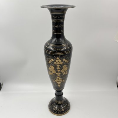 купить Ваза в восточном стиле (большая), украшенная растительным декором, латунь, гравировка, Индия, 1970-1990 гг.