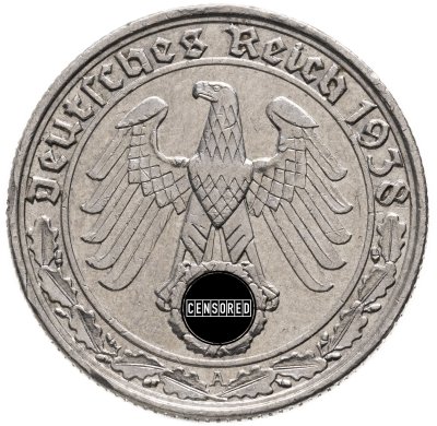 купить Германия, Третий рейх 50 рейхспфеннигов (reichspfennig) 1938, знак монетного двора "А"