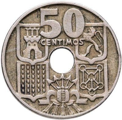 купить Испания 50 сентимо (centimos) 1949 Стрелы направлены вверх