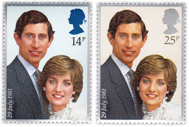купить Великобритания набор из 2-х марок 1981 "Свадьба принца Чарльза и леди Дианы"