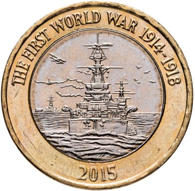 купить Великобритания 2 фунта (pounds) 2015 "Королевский флот в Первой мировой войне /новый портрет/"