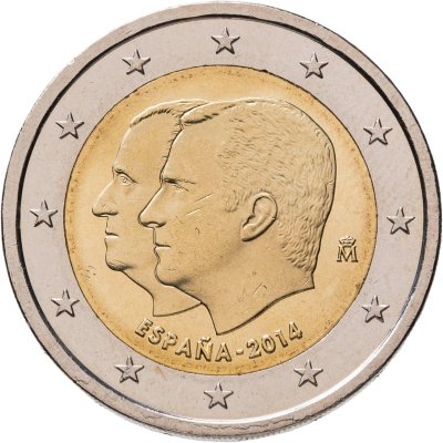 купить Испания 2 евро 2014 "Передача Хуаном Карлосом I трона Филиппу VI"