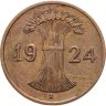 Купить Германия 1 пфенниг (Рейхспфенниг)  1924 "А"