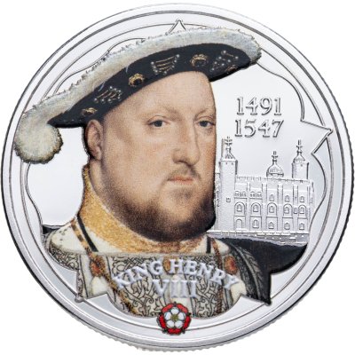 купить Гернси цветная медаль 2024 "Король Генрих VIII и его жены"