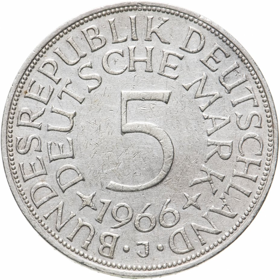 купить Германия 5 марок, 1966 Отметка монетного двора: "J" - Гамбург