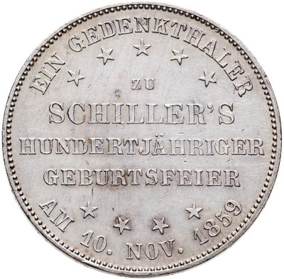 купить Германия, Франкфурт 1 талер 1859 "100 лет со дня рождения Шиллера"