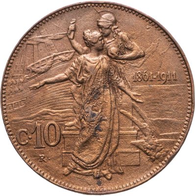 купить Италия 10 чентезимо (centesimi) 1911 "50 лет Королевству"