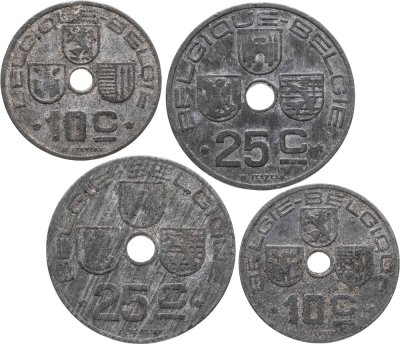купить Бельгия набор монет 1941-1947 (4 штуки) (Belgique - Belgiё и Belgiё - Belgique) Цинк