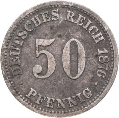купить Германия 50 пфеннигов (pfennig) 1876, знак монетного двора: "A" - Берлин