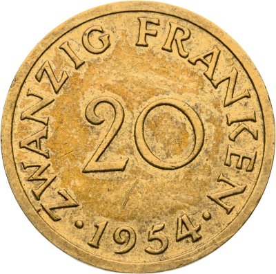 купить Саар 20 франков (francs) 1954
